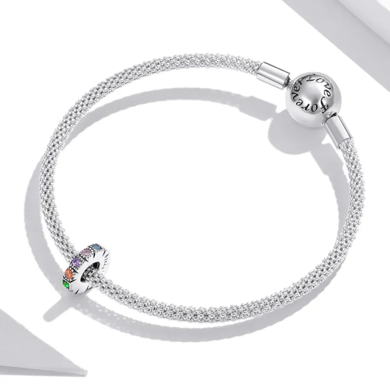 (kép) PANDORA típusú Szivárvány kő spacer charm - BSC473 - Megtekintés 3