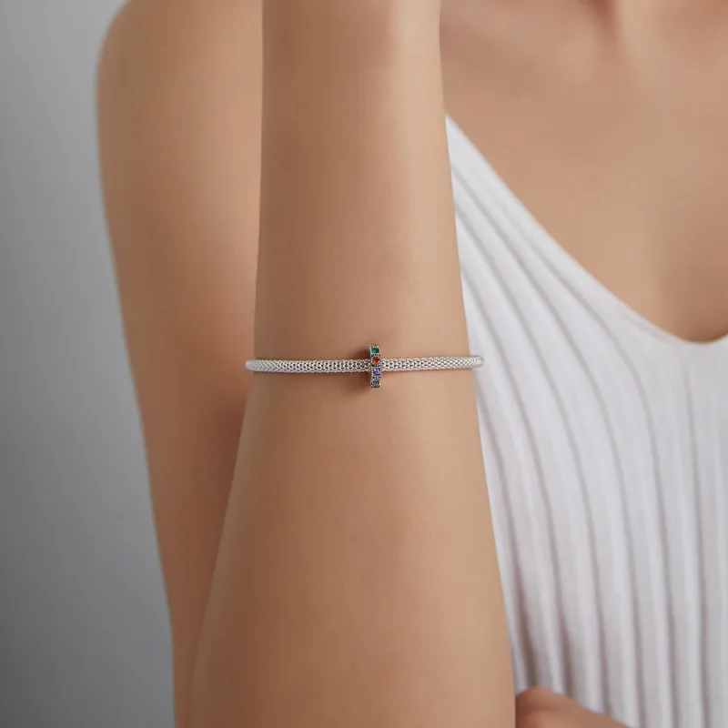 (kép) PANDORA típusú Szivárvány kő spacer charm - BSC473 - Megtekintés 5