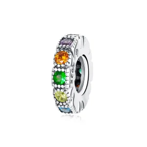 (kép) PANDORA típusú Szivárvány kő spacer charm - BSC473