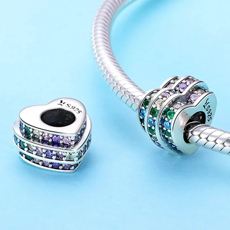 (kép) PANDORA típusú Szivárvány szív Charm - SCC725 - Megtekintés 2