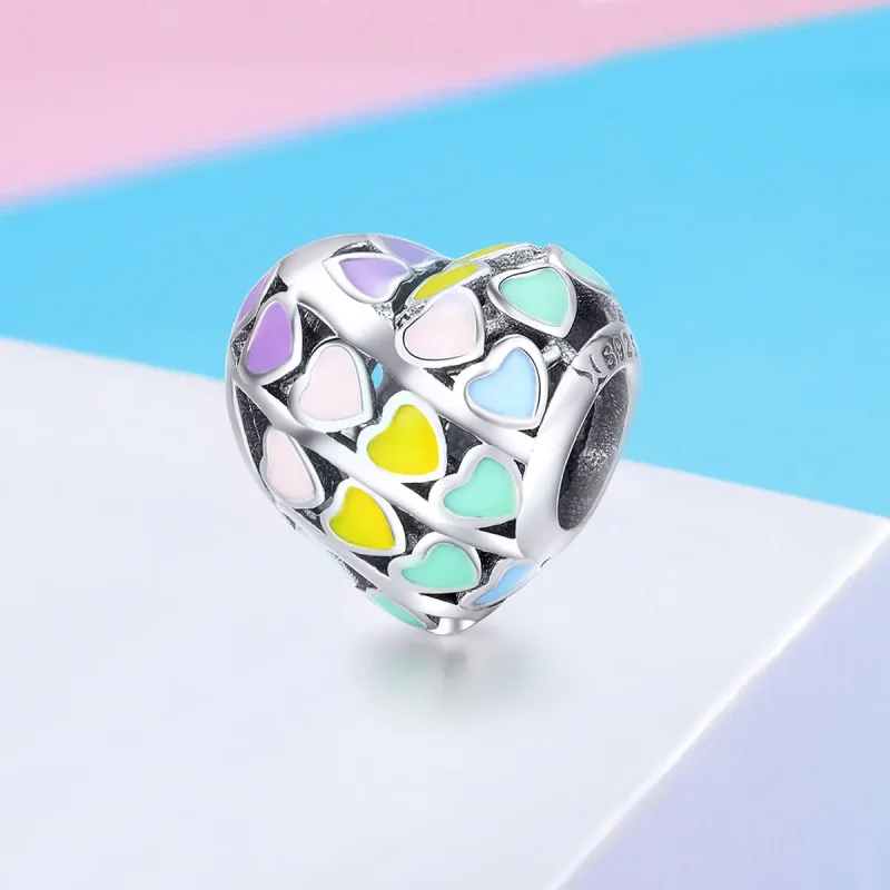 (kép) PANDORA típusú szivárvány szív charm - SCC902 - Megtekintés 2