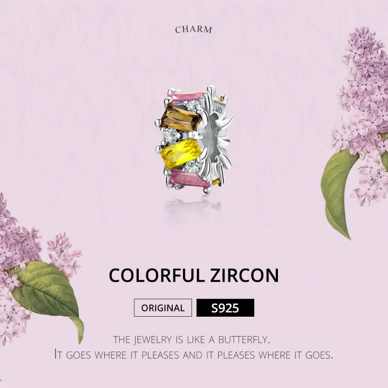 (kép) PANDORA típusú színes cirkónium spacer charm - SCC1182 - Megtekintés 2