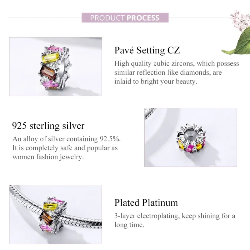 (kép) PANDORA típusú színes cirkónium spacer charm - SCC1182 - Megtekintés 4