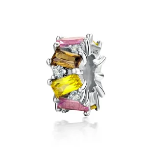 (kép) PANDORA típusú színes cirkónium spacer charm - SCC1182