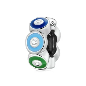 (kép) PANDORA típusú Színes démonszem spacer charm - SCC2129