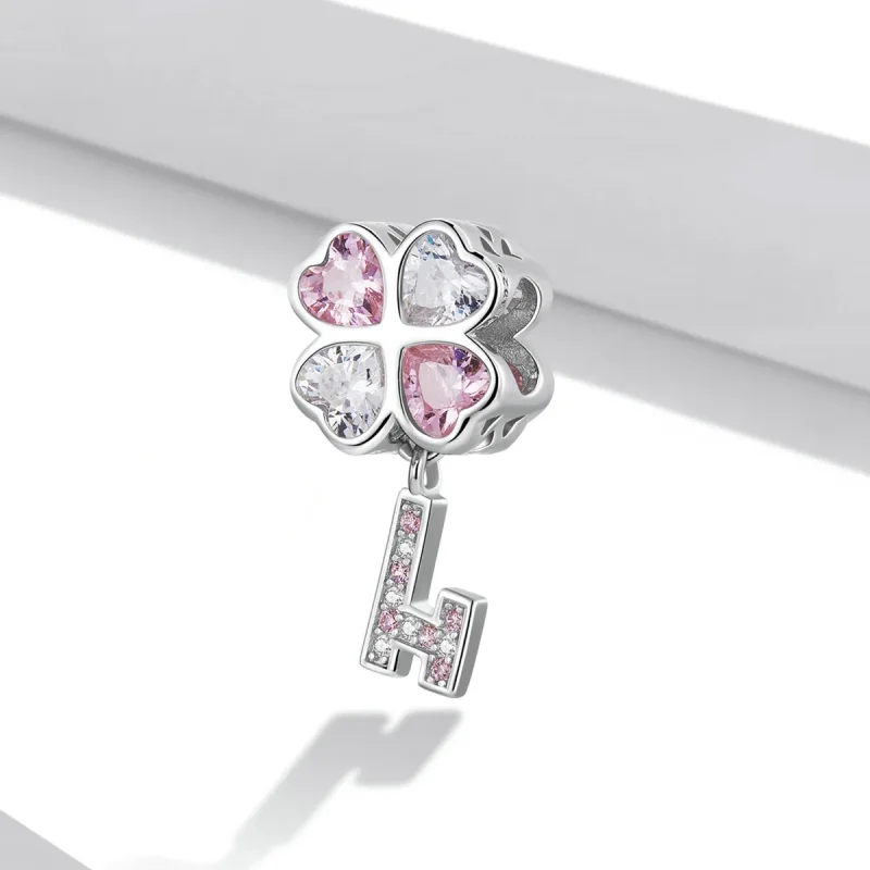 (kép) PANDORA típusú Szív lóhere kulcs Charm - SCC2123 - Megtekintés 2