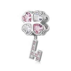 (kép) PANDORA típusú Szív lóhere kulcs Charm - SCC2123