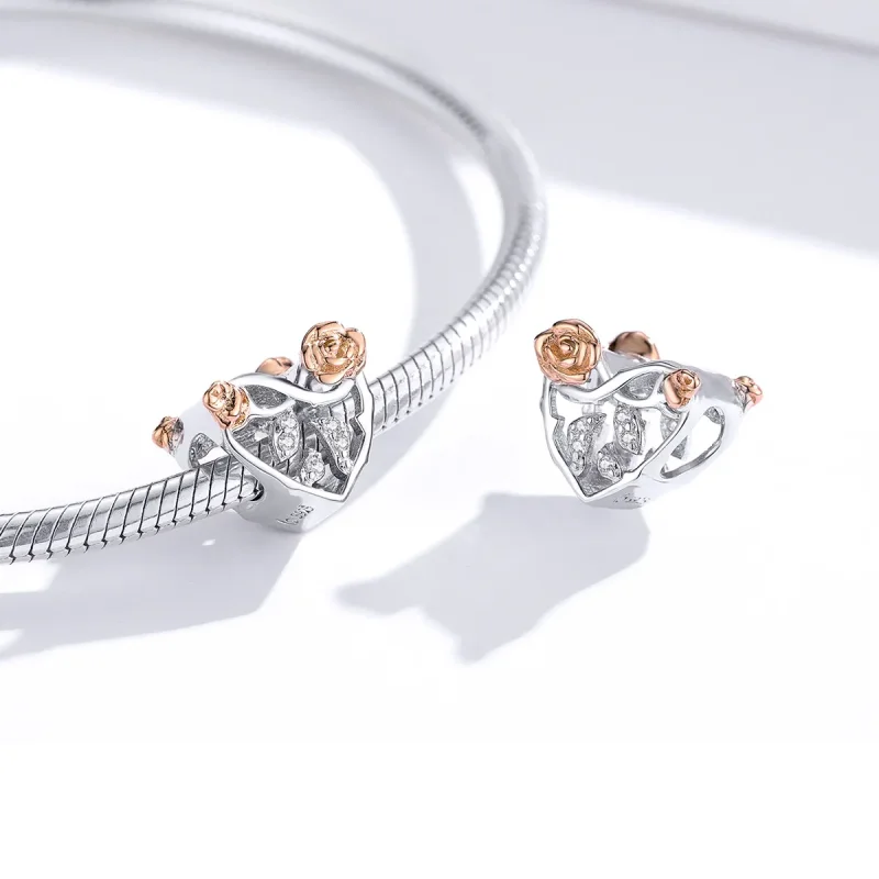 (kép) PANDORA típusú szív rózsákkal charm - BSC280 - Megtekintés 2
