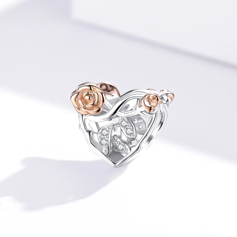 (kép) PANDORA típusú szív rózsákkal charm - BSC280 - Megtekintés 3