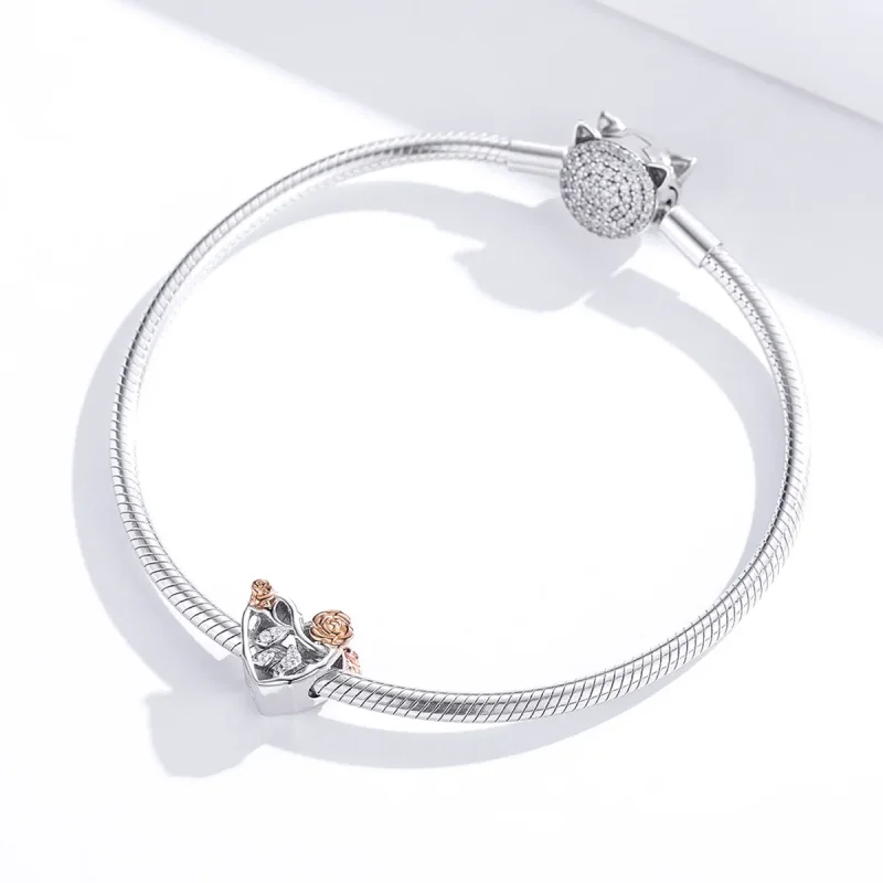 (kép) PANDORA típusú szív rózsákkal charm - BSC280 - Megtekintés 4