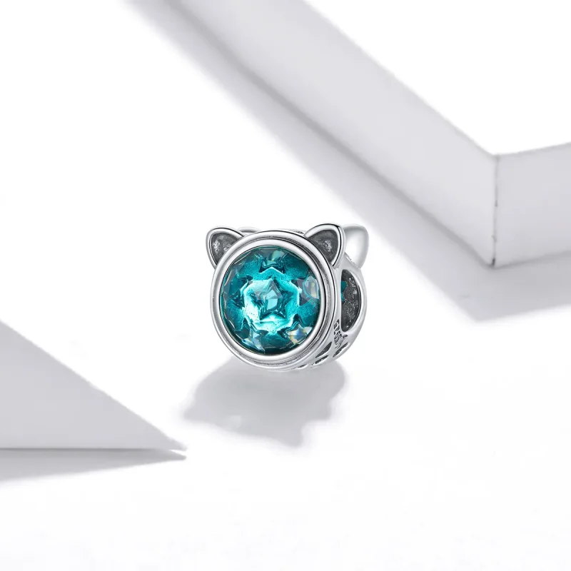 (kép) PANDORA típusú teal cat charm - SCC1800 - Megtekintés 2
