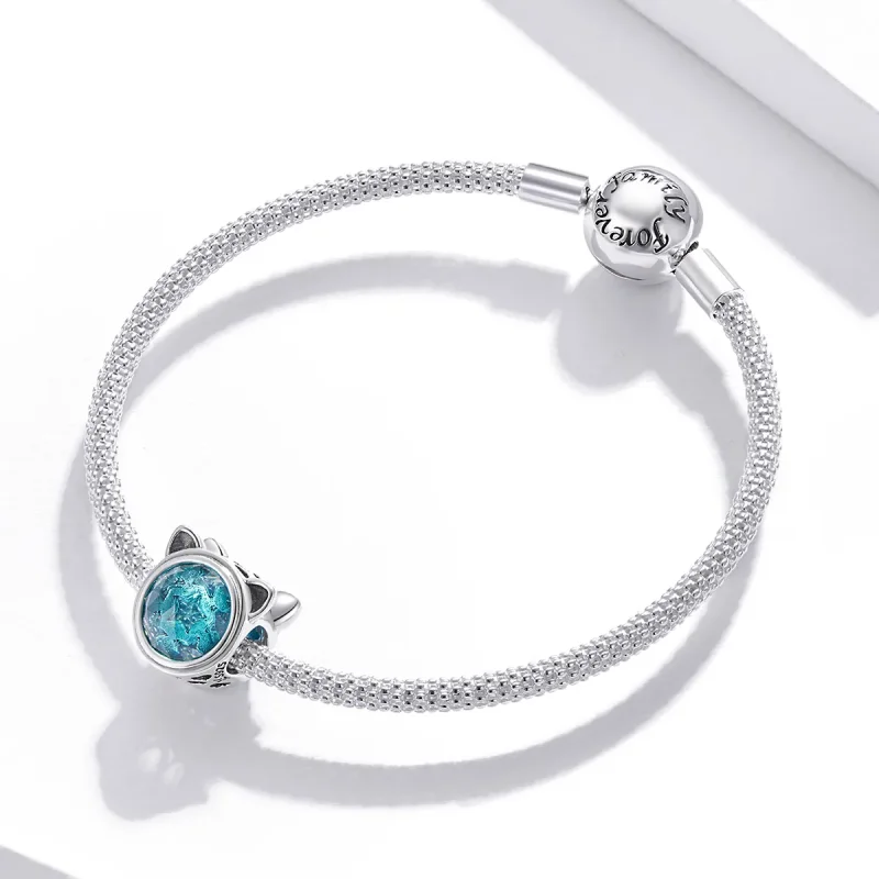 (kép) PANDORA típusú teal cat charm - SCC1800 - Megtekintés 3