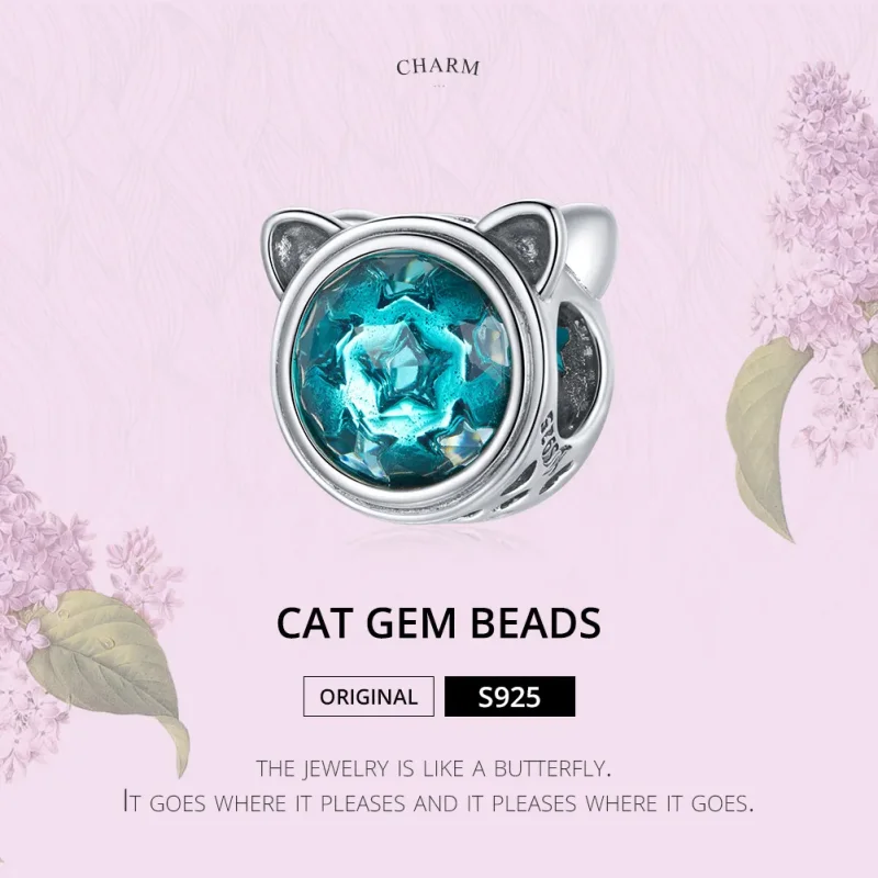 (kép) PANDORA típusú teal cat charm - SCC1800 - Megtekintés 6