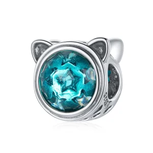 PANDORA típusú teal cat charm - SCC1800 (kép) PANDORA típusú teal cat charm - SCC1800