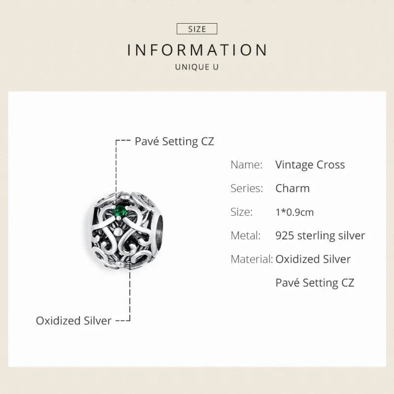(kép) PANDORA típusú vintage kereszt charm - SCC1511 - Megtekintés 6