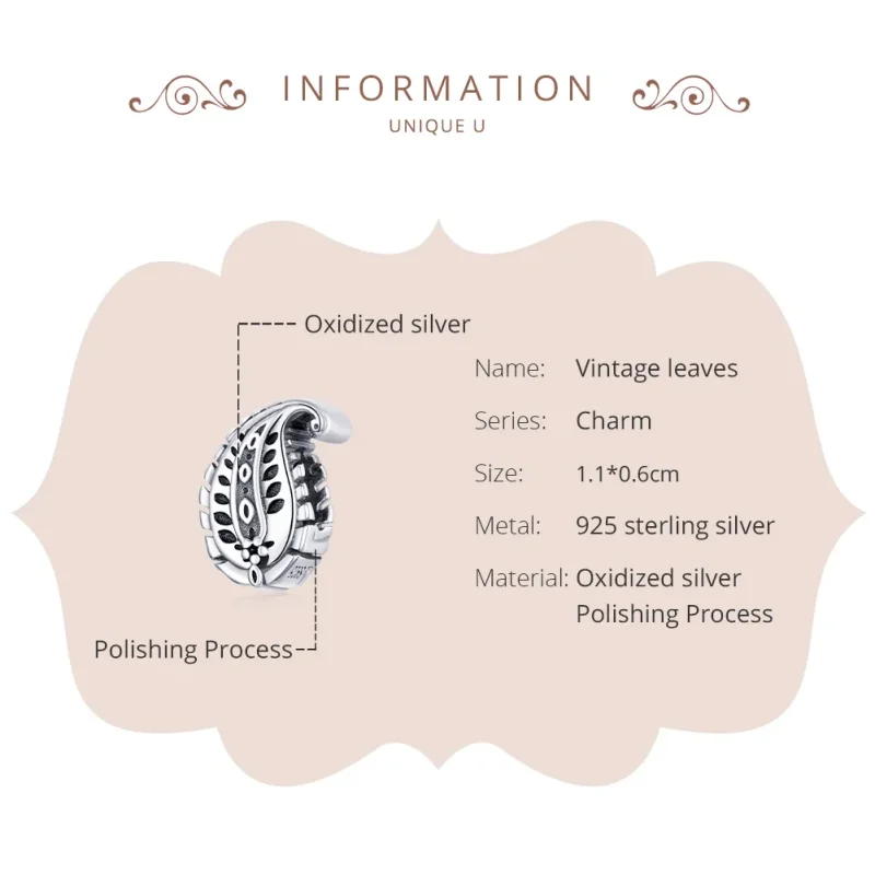 (kép) PANDORA típusú vintage levelek charm - SCC1824 - Megtekintés 6