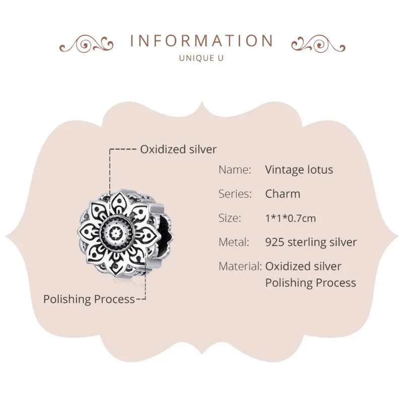 (kép) PANDORA típusú vintage lotus charm - SCC1823 - Megtekintés 6