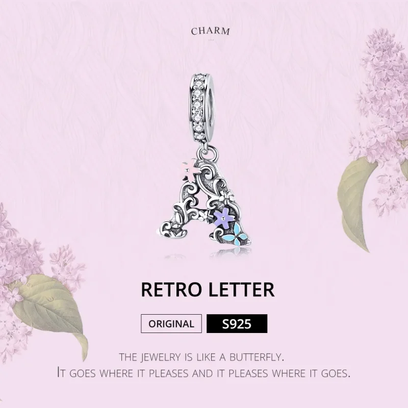(kép) PANDORA típusú virág betű a függő charm - SCC1273 - Megtekintés 2