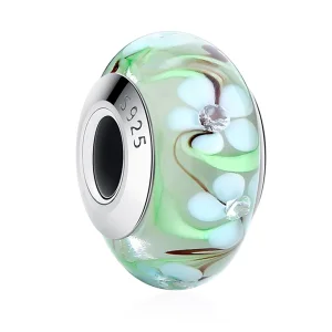 (kép) PANDORA típusú Virágok Murano üveg Charm - SCZ020