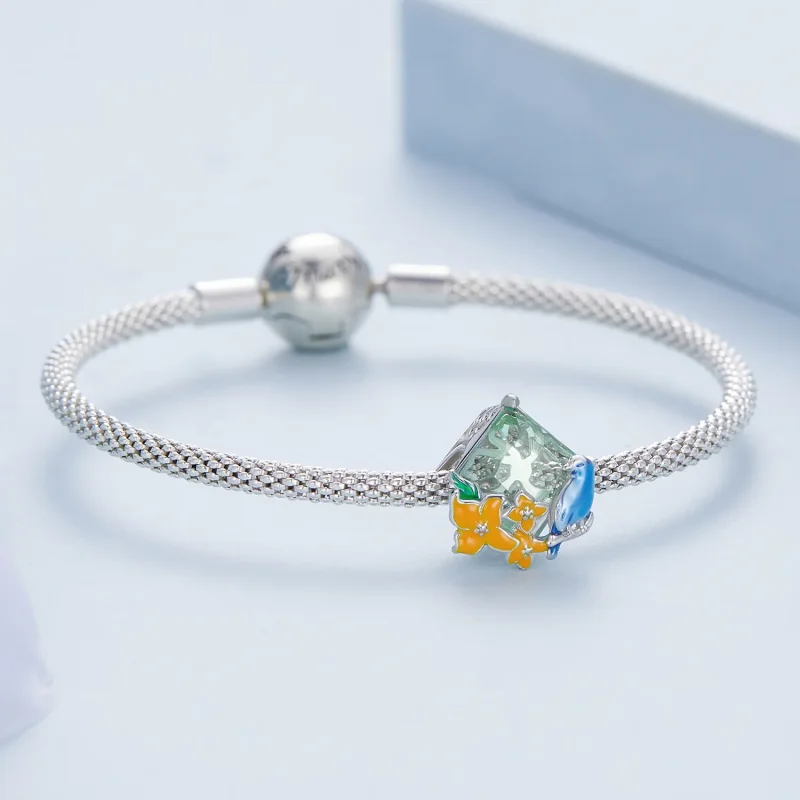 (kép) PANDORA típusú Virágok és madarak Charm - BSC646 - Megtekintés 4