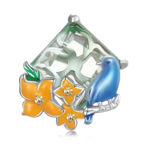 PANDORA típusú Virágok és madarak Charm - BSC646 (kép) PANDORA típusú Virágok és madarak Charm - BSC646