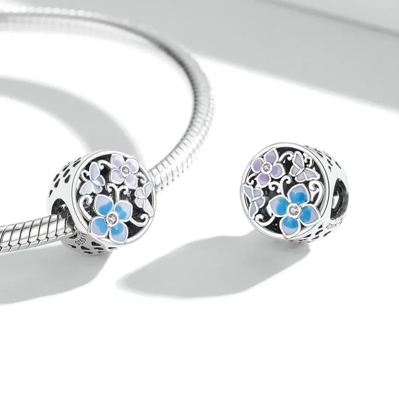(kép) PANDORA típusú Virágok és pillangók Charm - SCC2061 - Megtekintés 4