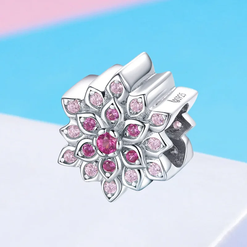 (kép) PANDORA típusú vörös lótusz charm - BSC038 - Megtekintés 2