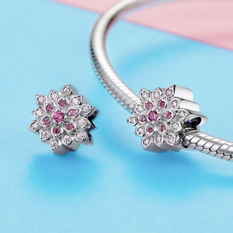 (kép) PANDORA típusú vörös lótusz charm - BSC038 - Megtekintés 3