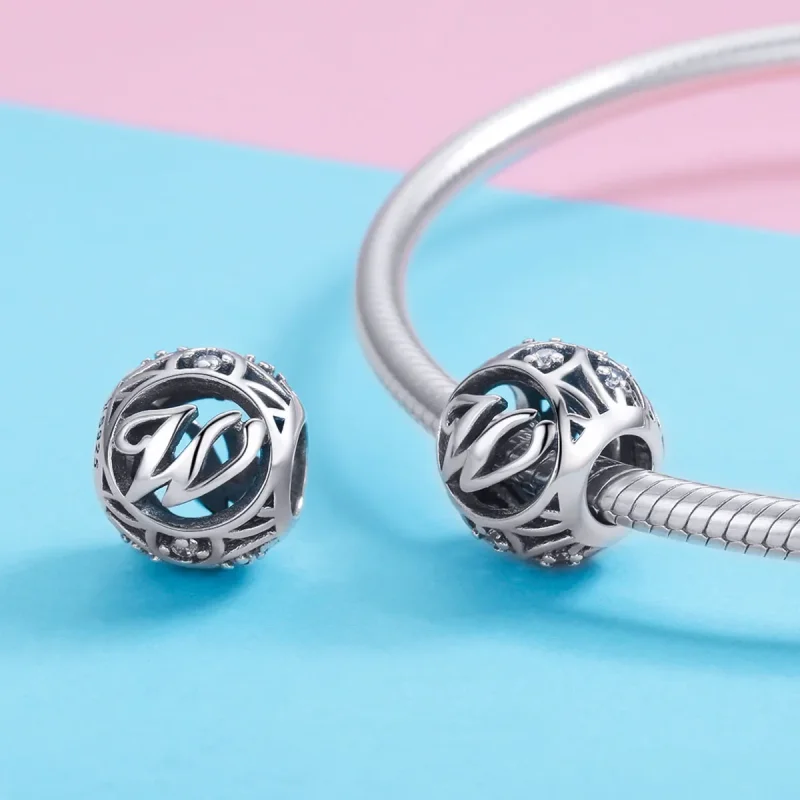 (kép) PANDORA típusú W betű Charm - SCC738-W - Megtekintés 3
