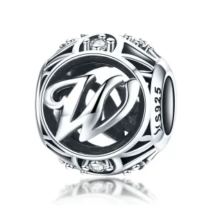 (kép) PANDORA típusú W betű Charm - SCC738-W