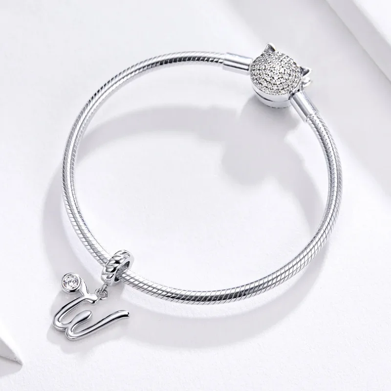 (kép) PANDORA típusú w betű függő charm - SCC1183-W - Megtekintés 2