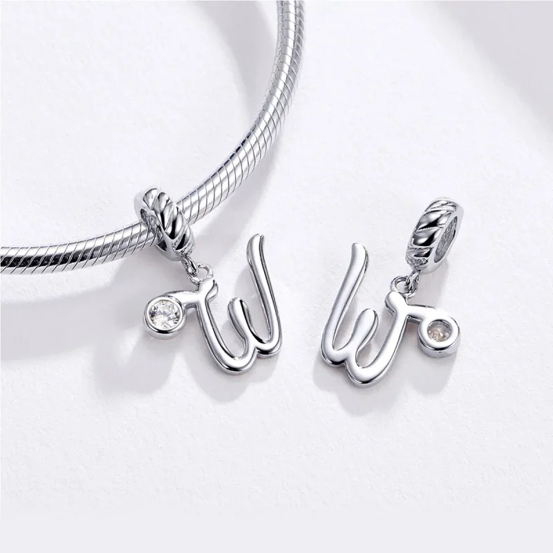 (kép) PANDORA típusú w betű függő charm - SCC1183-W - Megtekintés 3