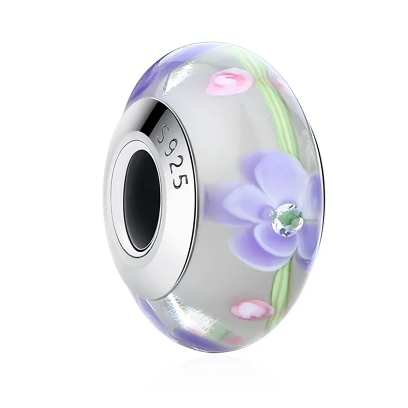 (kép) PANDORA típusú Wisteria virágok Murano üveg Charm - SCZ019 - Megtekintés 2