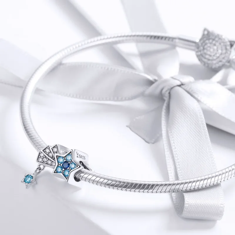 (kép) PANDORA típusú zafír ékszercsillagok charm - SCC912 - Megtekintés 3