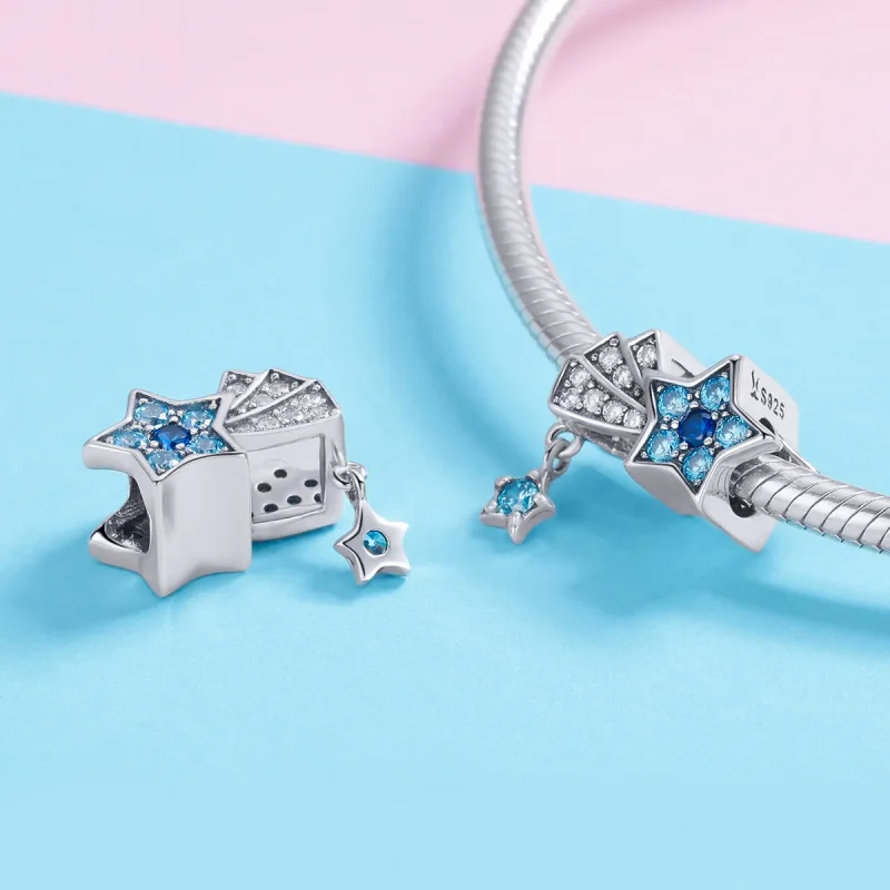 (kép) PANDORA típusú zafír ékszercsillagok charm - SCC912 - Megtekintés 4