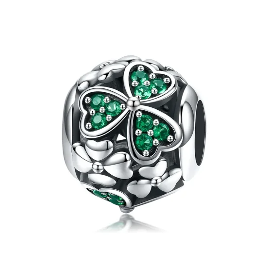 (kép) PANDORA típusú zöld lóhere charm - SCC964
