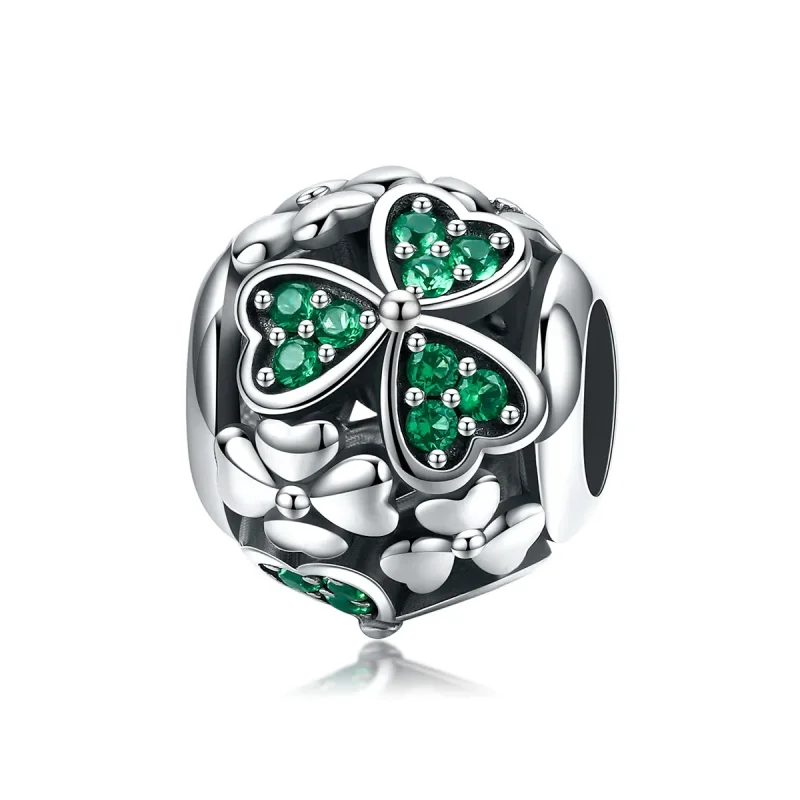 (kép) PANDORA típusú zöld lóhere charm - SCC964