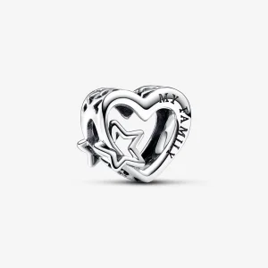 (kép) Pandora Áttört családi szív és csillag charm - 792829C00