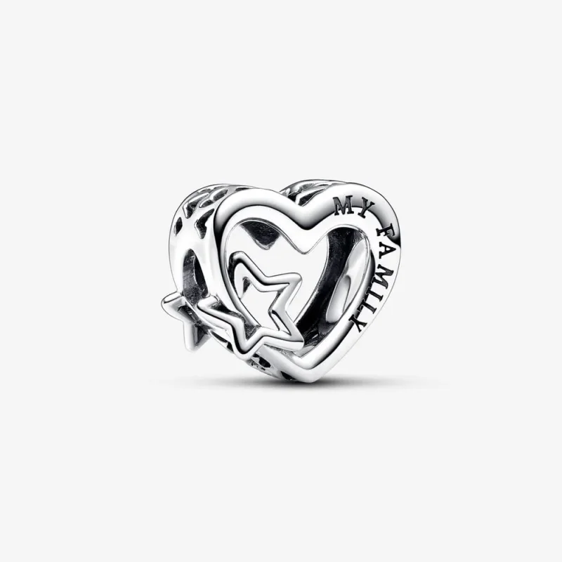 (kép) Pandora Áttört családi szív és csillag charm - 792829C00