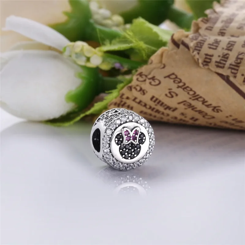(kép) Disney, PANDORA ezüst charm, Miki és Minnie csillogó ikonok - Megtekintés 3