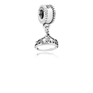 (kép) Disney, PANDORA ezüst függő charm, Belle Tiara