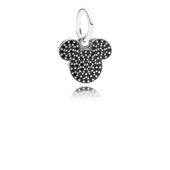 (kép) Disney, PANDORA ezüst függő charm, Csillogó Mickey ikonra
