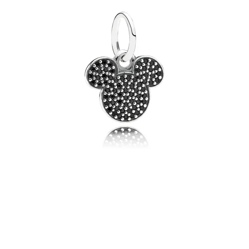 (kép) Disney, PANDORA ezüst függő charm, Csillogó Mickey ikonra