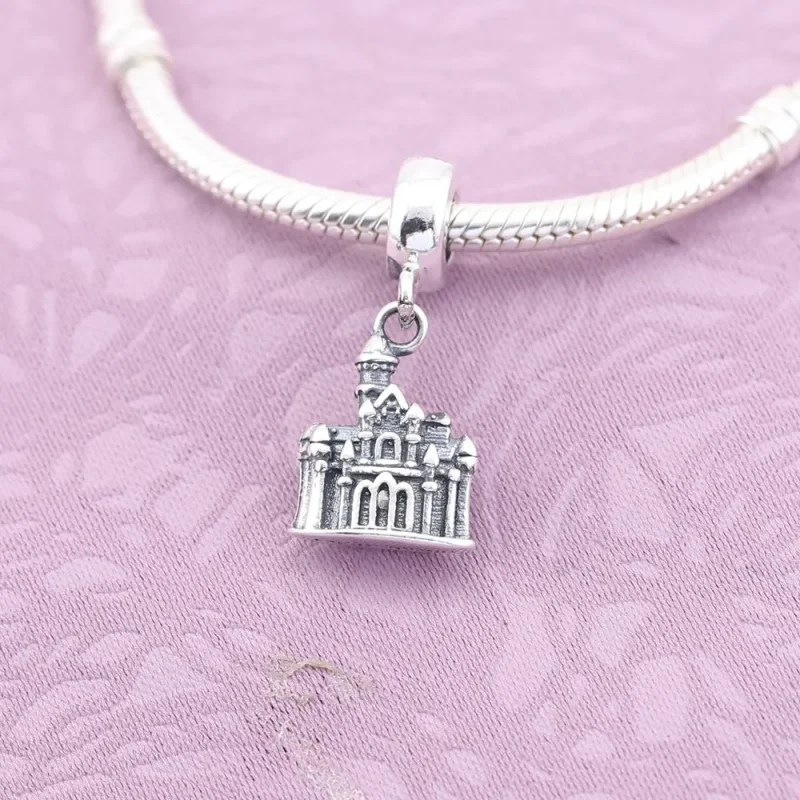 (kép) Disney, PANDORA ezüst függő charm, Disneyland "Alvó szépség kastély" - Megtekintés 2