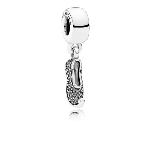 (kép) Disney, PANDORA ezüst függő charm, Jasmine pezsgő papucs