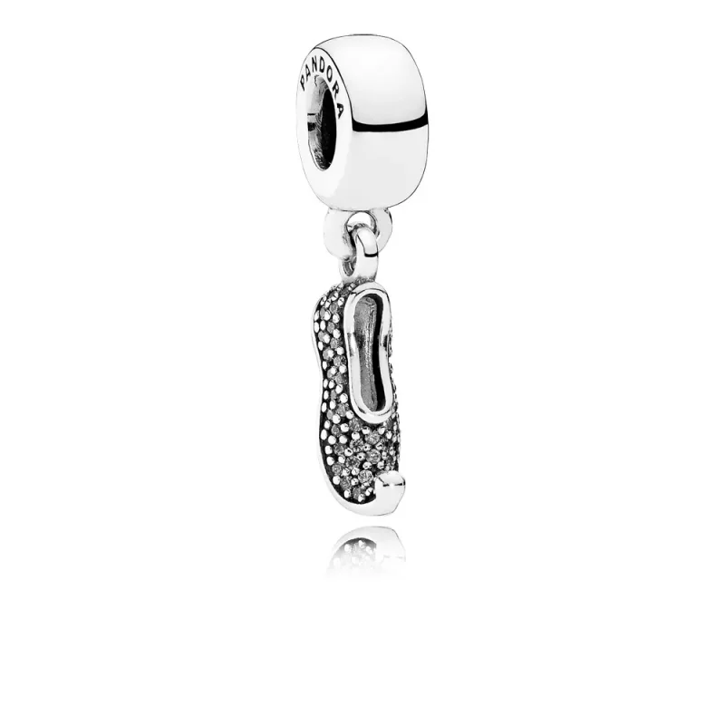 (kép) Disney, PANDORA ezüst függő charm, Jasmine pezsgő papucs