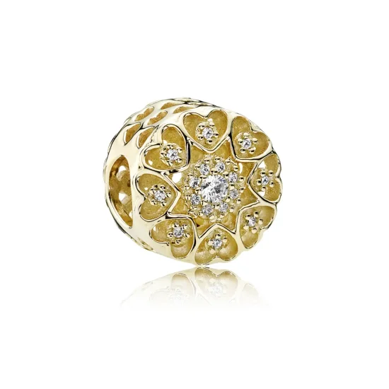 (kép) PANDORA 14 karátos arany charm, Arany szívek