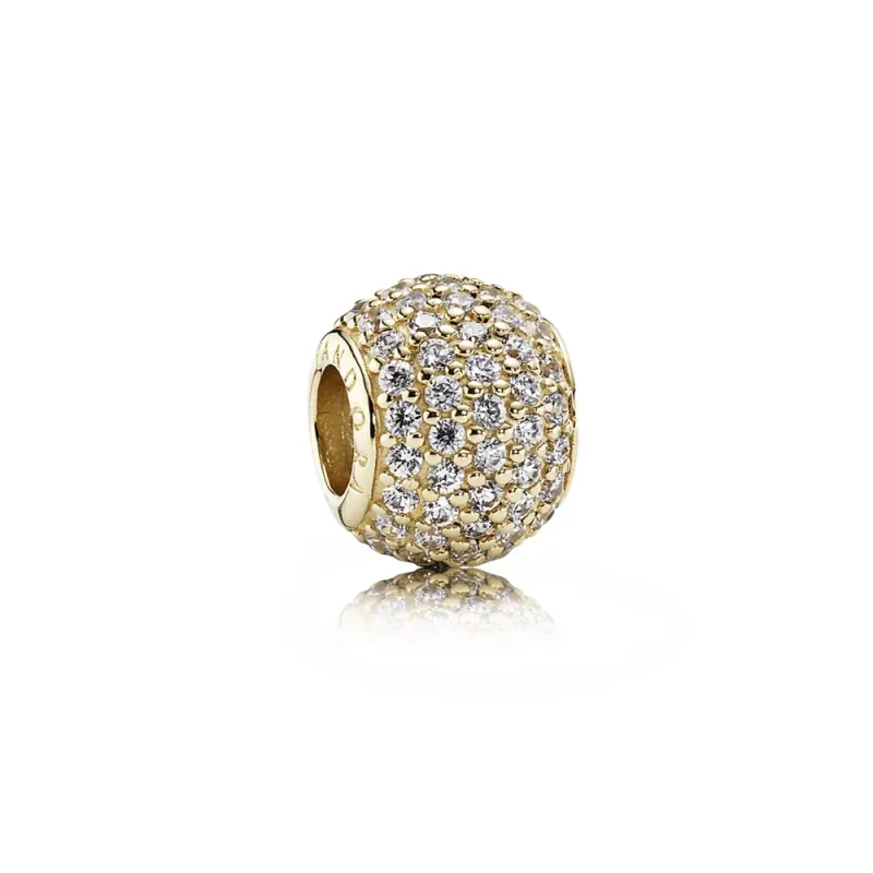 (kép) PANDORA 14 karátos arany charm, Pavé lámpák
