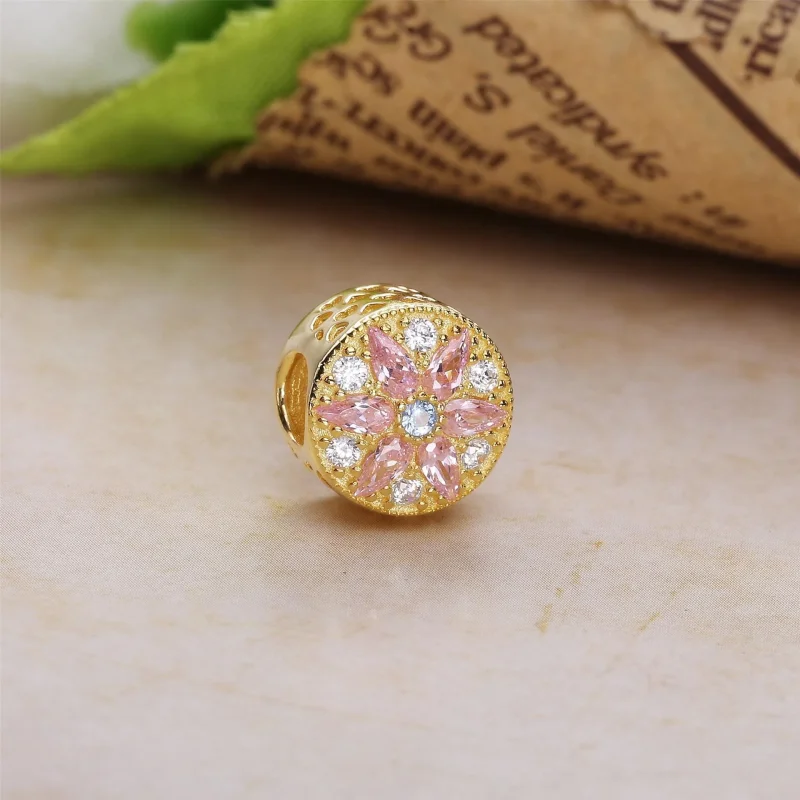 (kép) PANDORA 14 karátos arany charm, Érzéki virág - Megtekintés 3