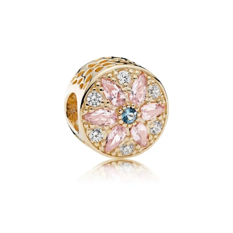 (kép) PANDORA 14 karátos arany charm, Érzéki virág